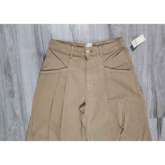 Anthropologie Pants 2 Women's Maeve The Colette Wide Leg Pleated Khaki Nwt $148 - Picture 3 of 13
